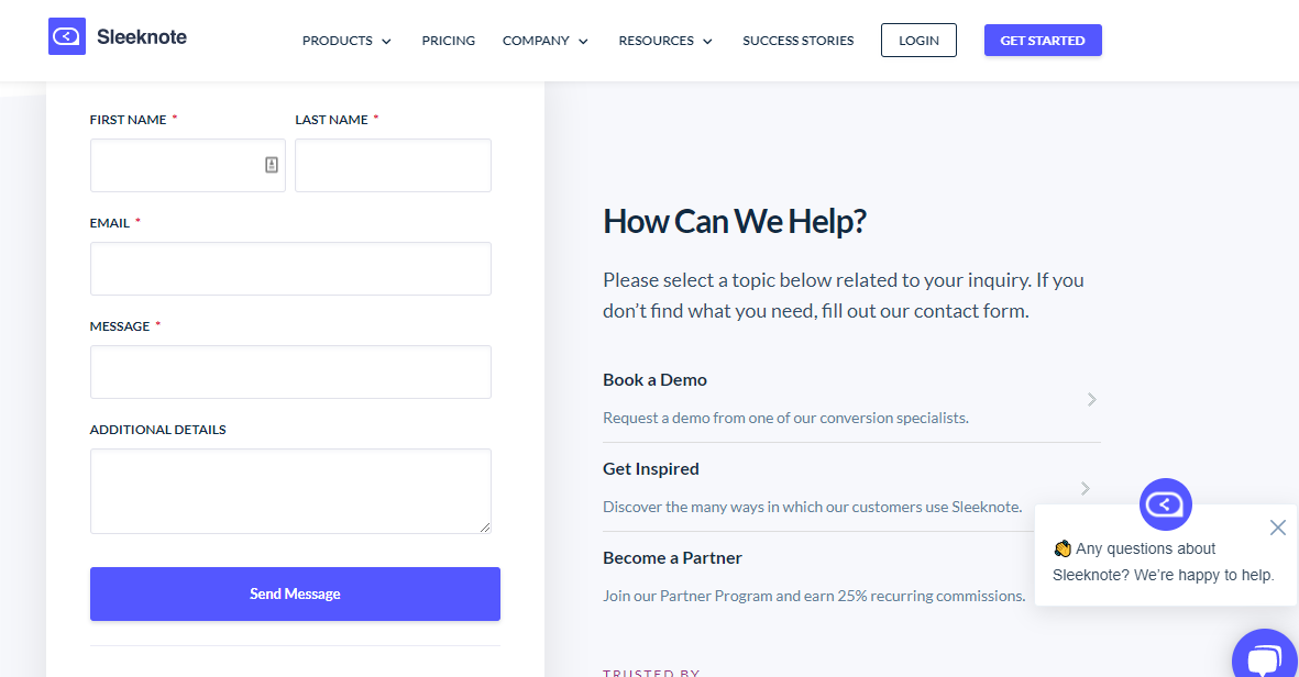 contact me pages examples